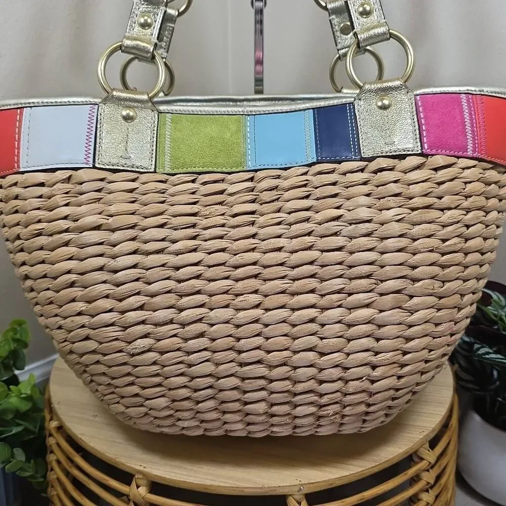 Coach Rare Vintage Legacy Lily Straw Tote - Picture 6 of 16
